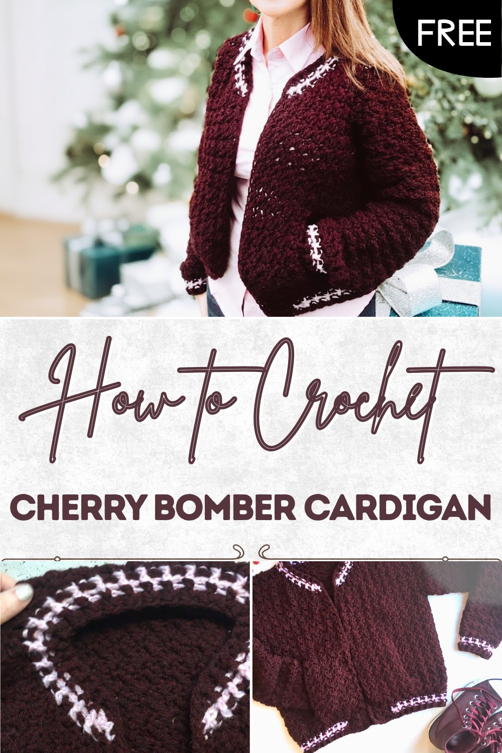 Crochet Cherry Bomber Cardigan Tutorial