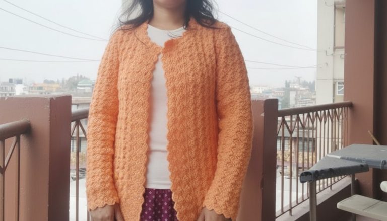 Crochet Cozy Slanted Shell Cardigan 2