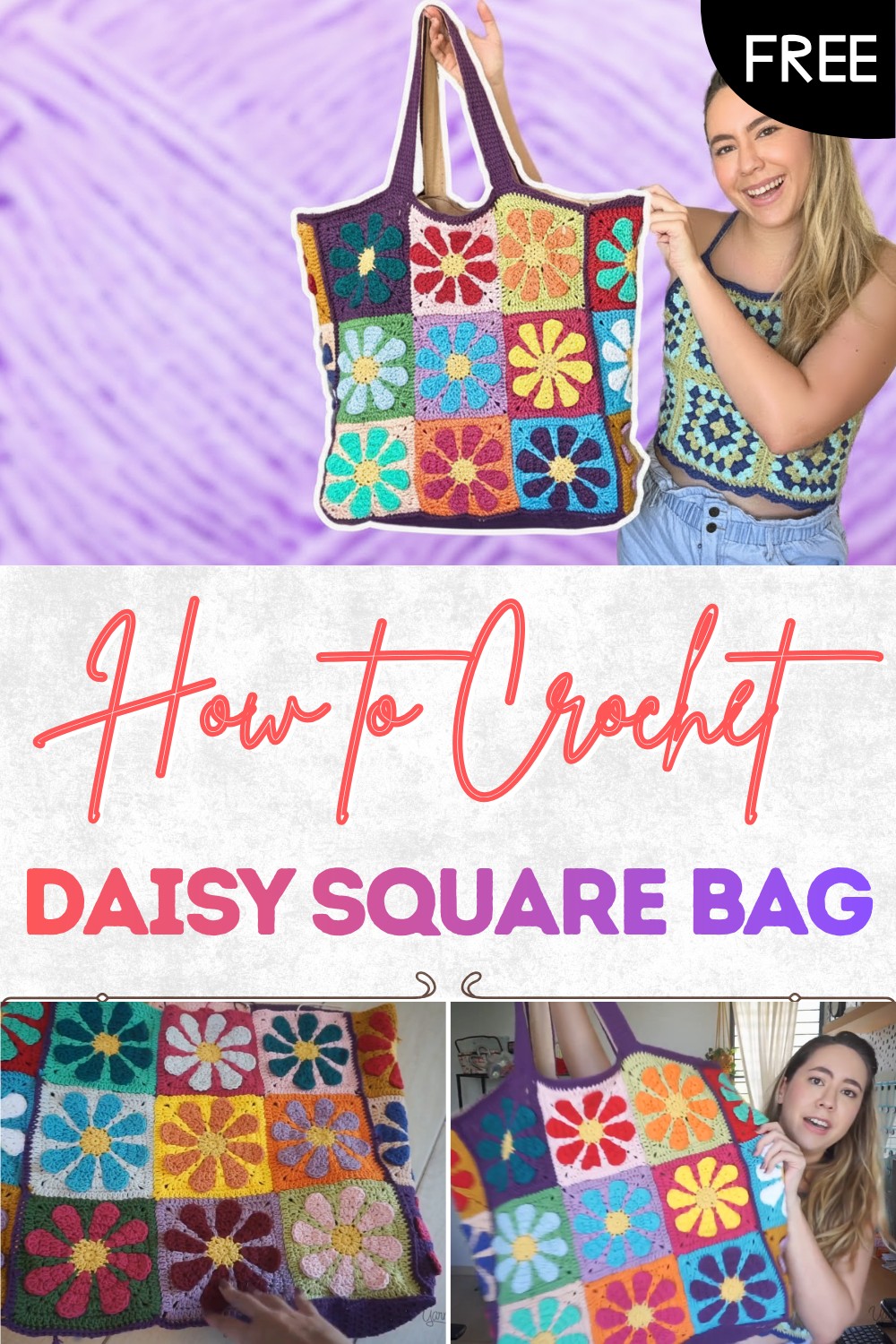 Crochet Daisy Square Bag Pattern