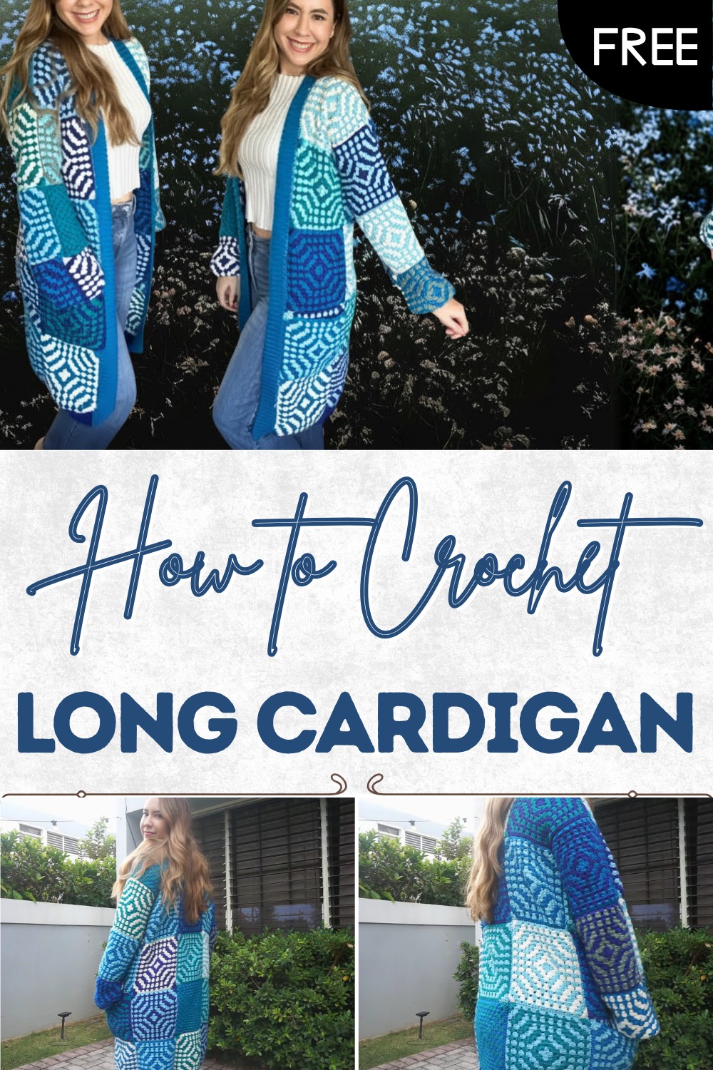 Crochet Granny Square Long Cardigan Pattern
