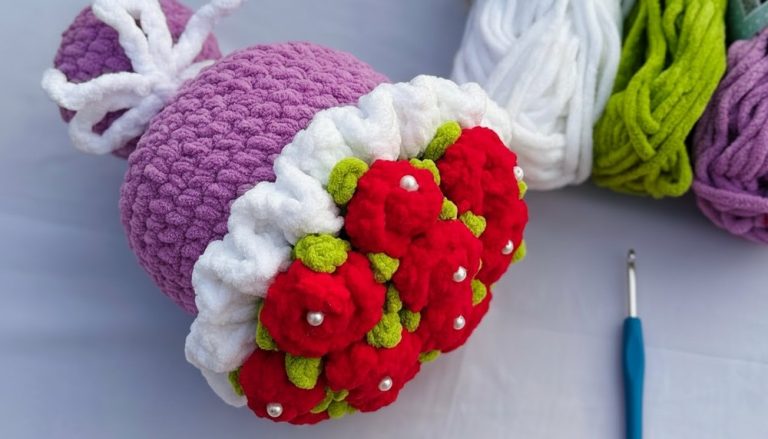 Crochet Jumbo Rose Bouquet Flowers Pattern 1