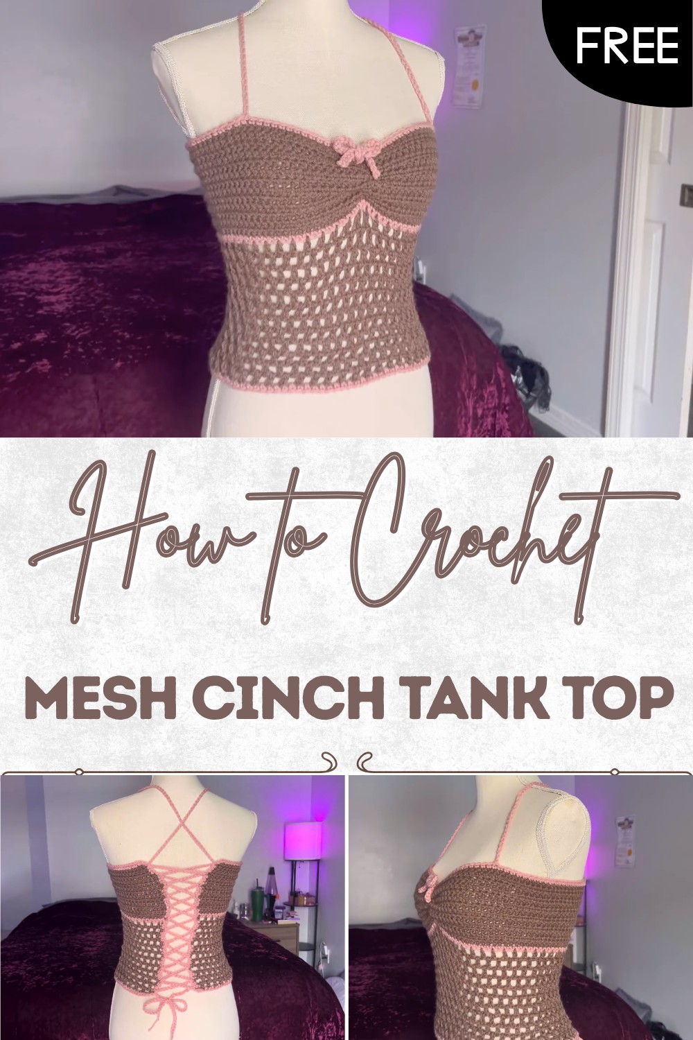 Crochet Mesh Cinch Tank Top Tutorial