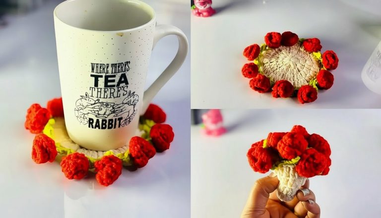Crochet Rose Coaster Pattern 1