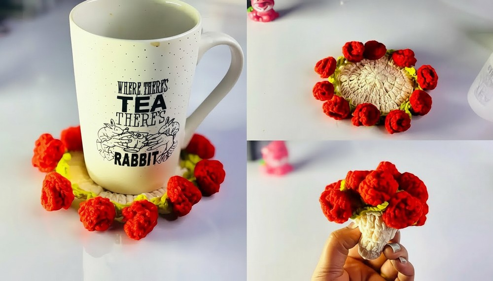 Crochet Rose Coaster Pattern 1