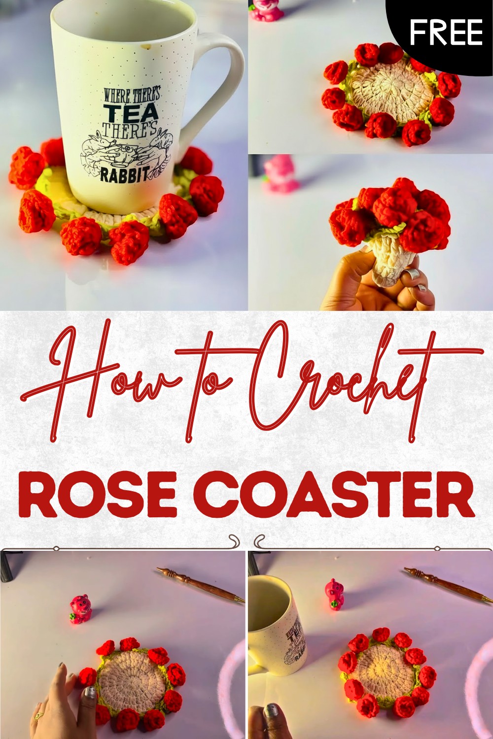 Crochet Rose Coaster Pattern