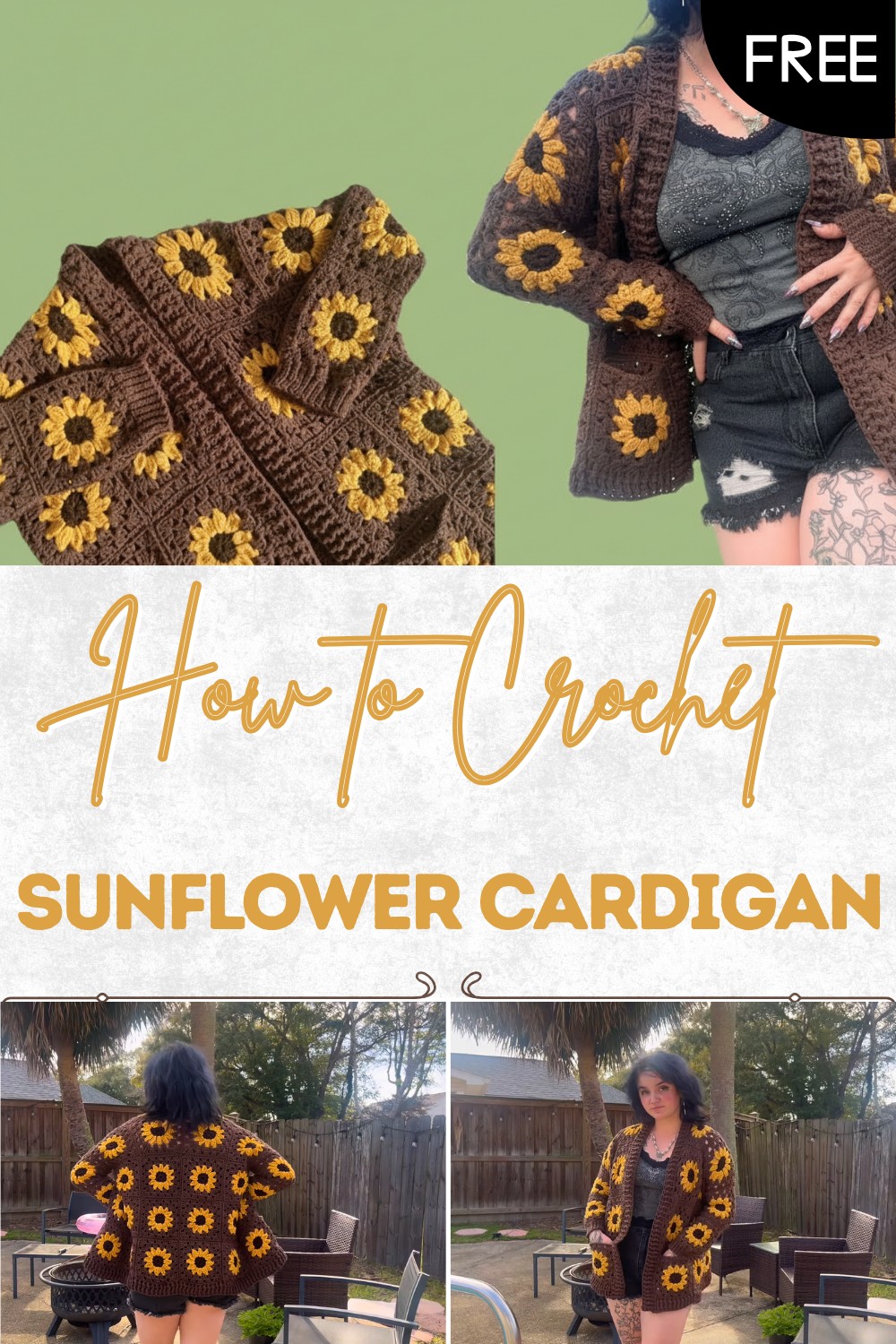 Crochet Sunflower Granny Square Cardigan Tutorial