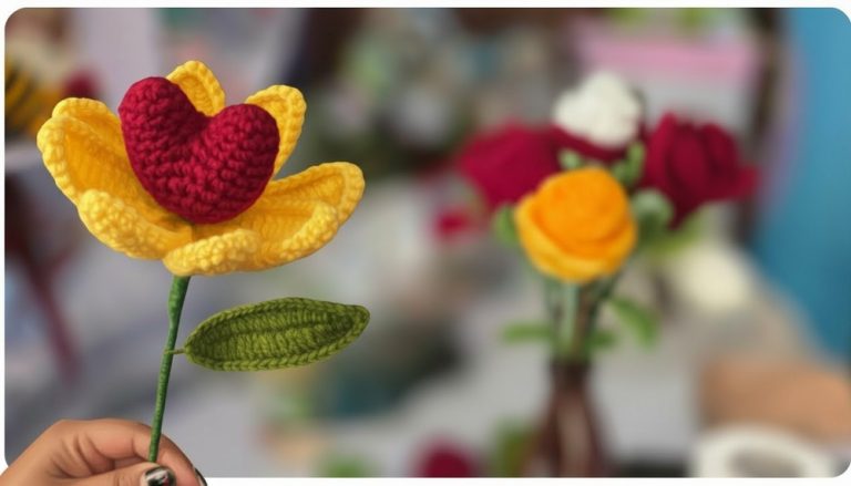 Crochet Tulip Heart Flower Pattern 1