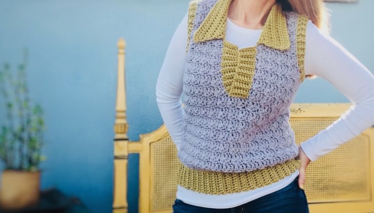 Crochet Vest With Collar Pattern 1