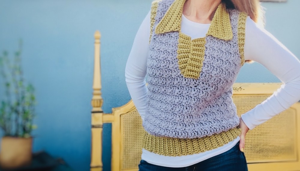 Crochet Vest With Collar Pattern 1
