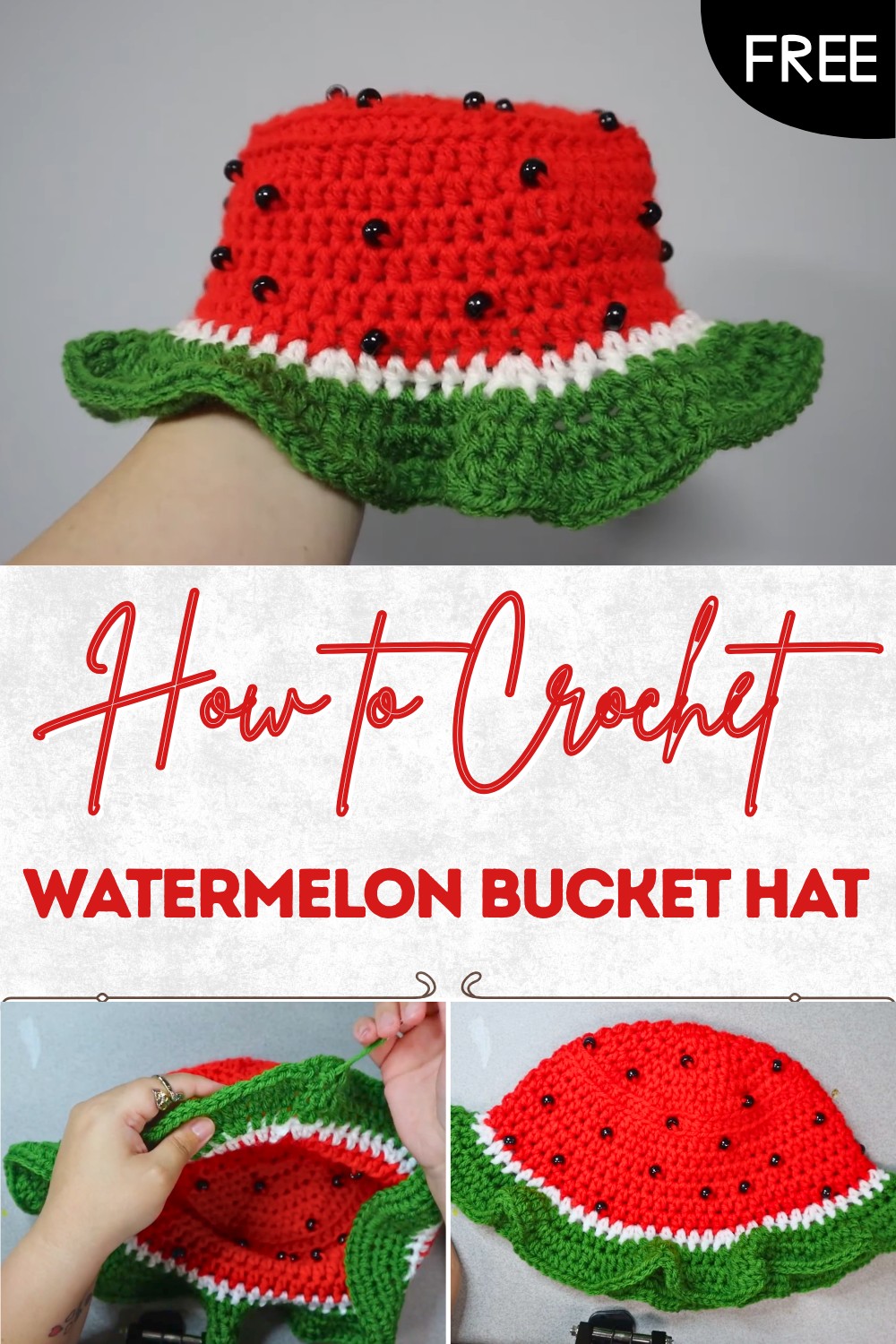 Crochet Watermelon Bucket Hat Pattern