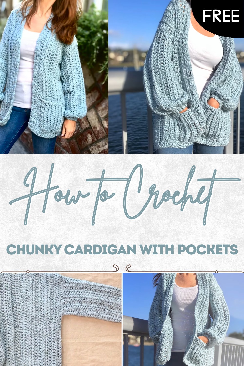 Easy Crochet Chunky Cardigan With Pockets