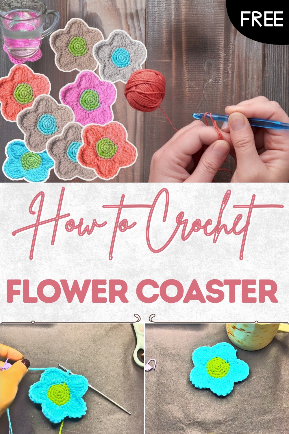 Easy Crochet Flower Coaster Tutorial