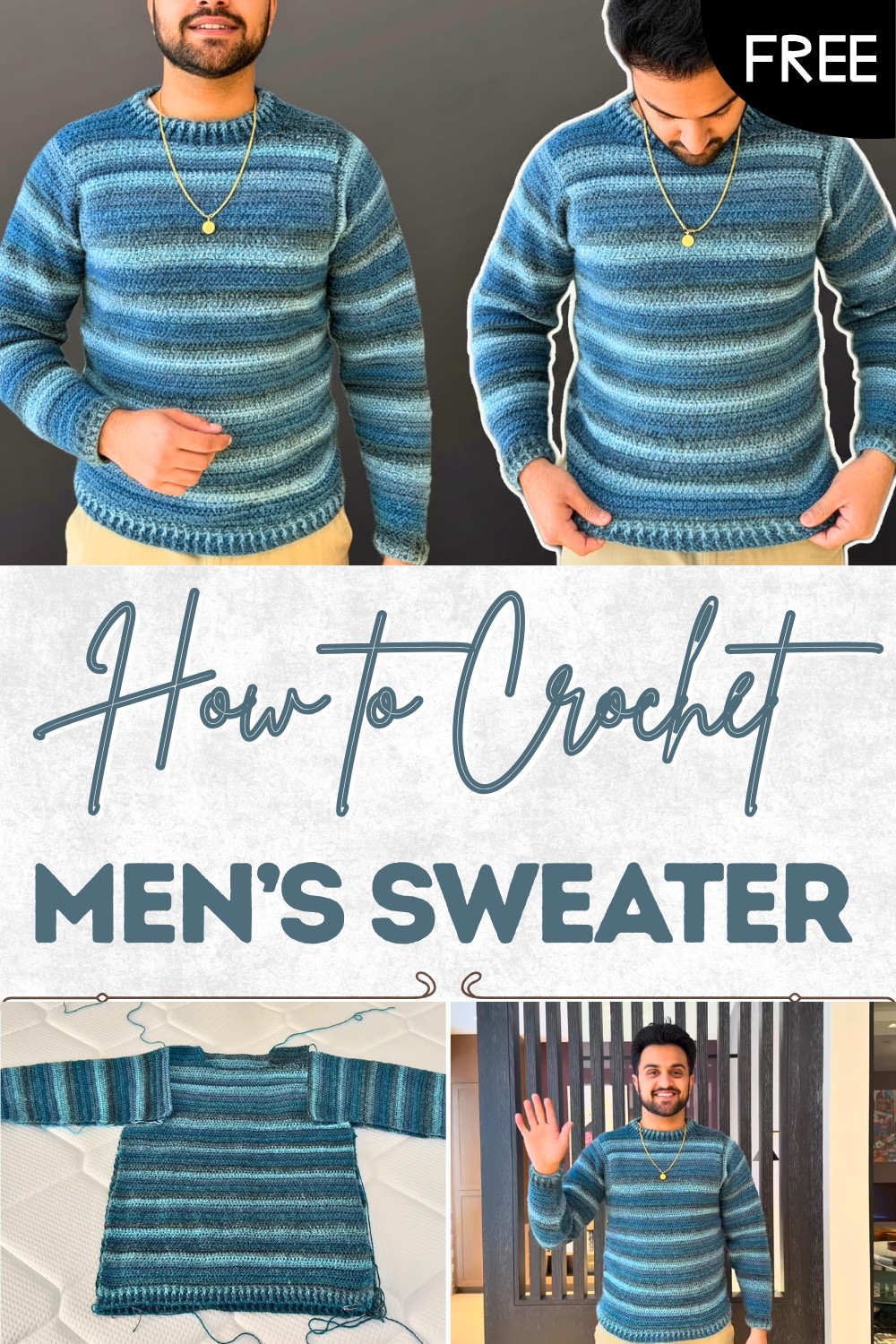 Easy Crochet Men’s Sweater Tutorial