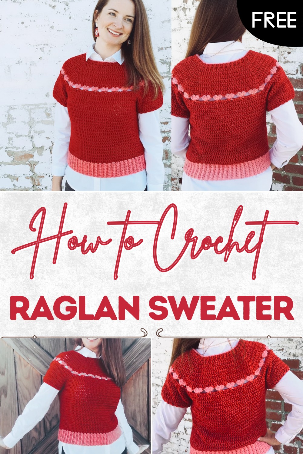 Easy Crochet Raglan Sweater With Heart Stitches