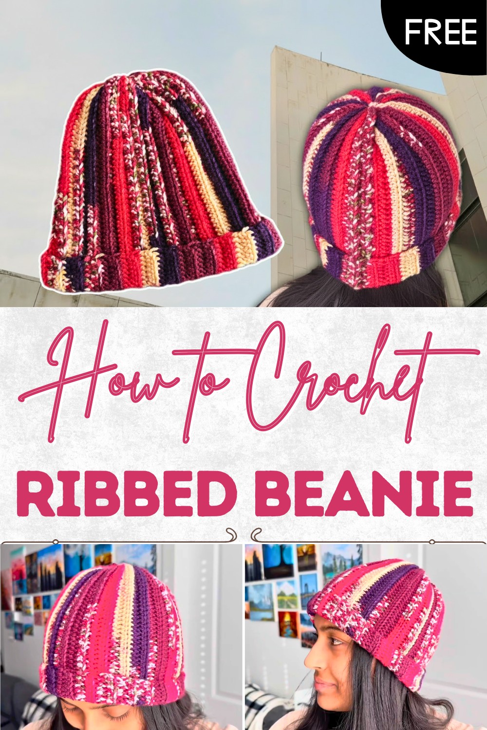 Easy Crochet Ribbed Beanie Tutorial