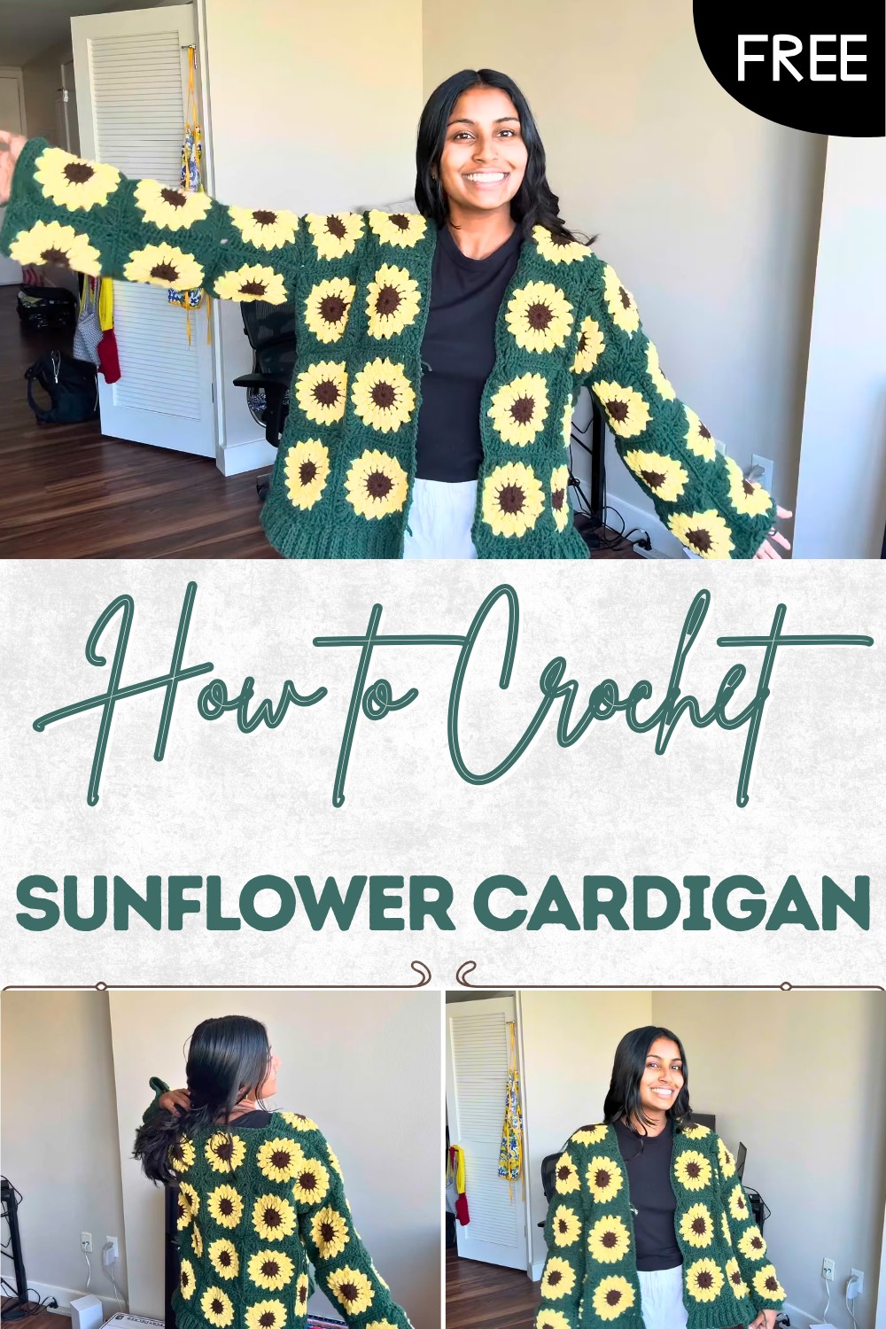 Easy Crochet Sunflower Cardigan