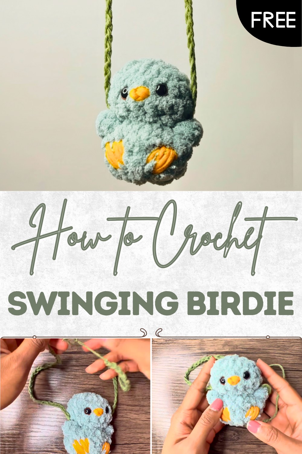 Easy Crochet Swinging Birdie Tutorial