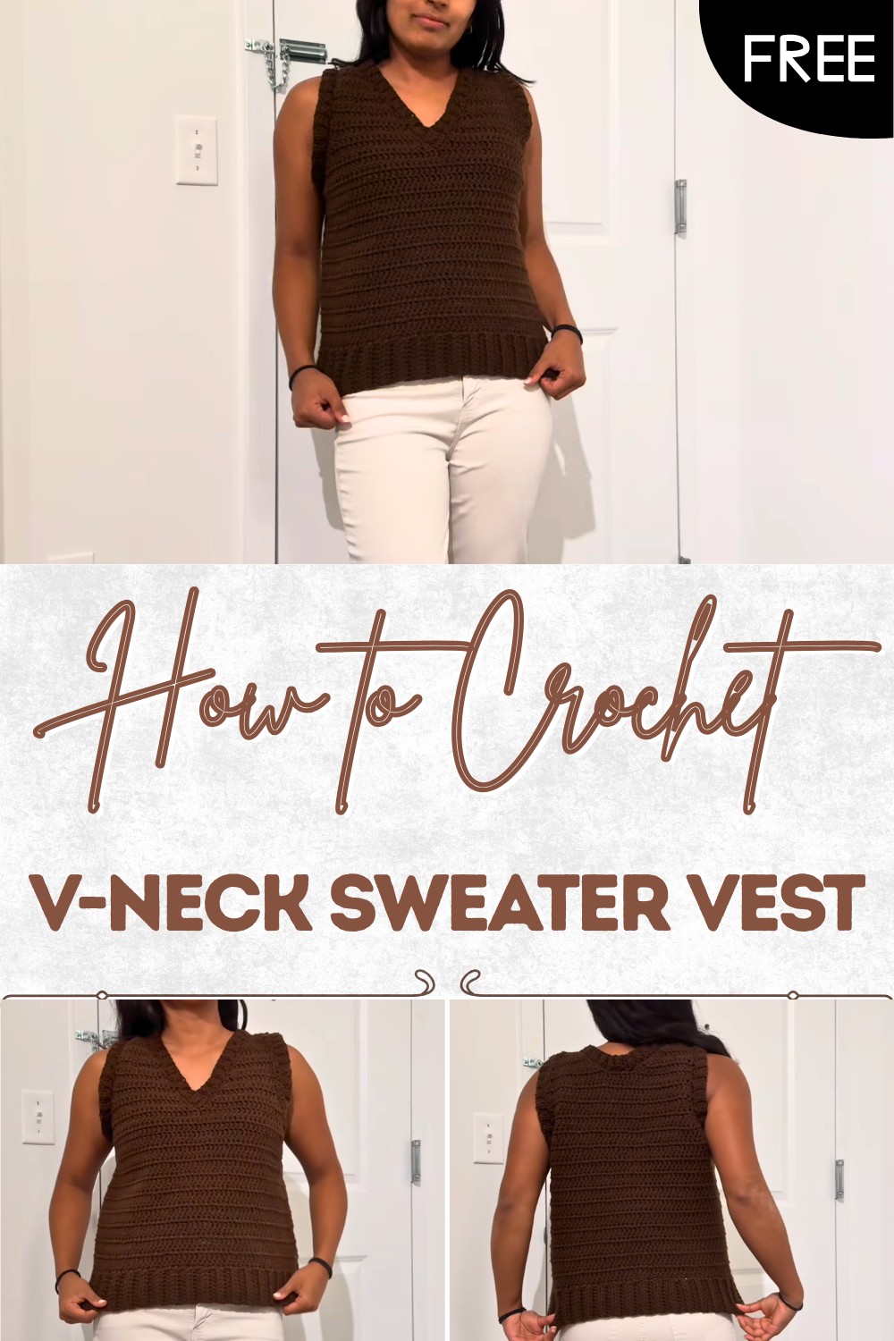 Easy Crochet V-neck Sweater Vest Tutorial