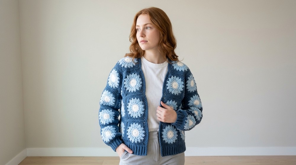 Free Step by Step Pattern - Crochet Sunflower Cardigan