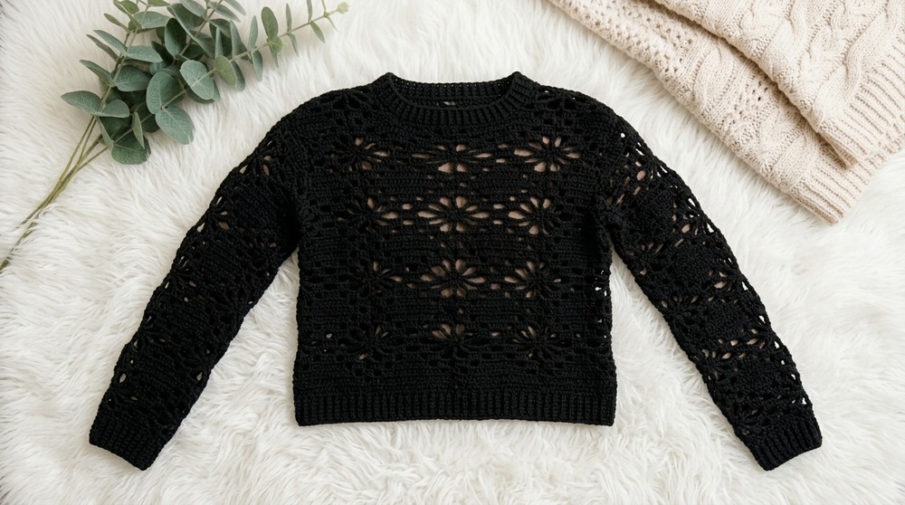 Crochet Flower Sweater Pattern 4