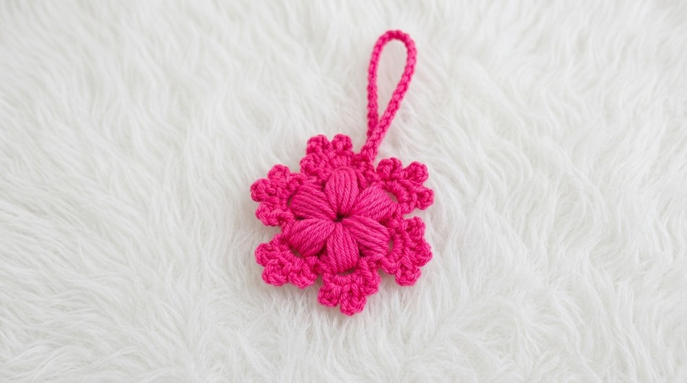 Crochet Snowflake Bag Charms Pattern 4