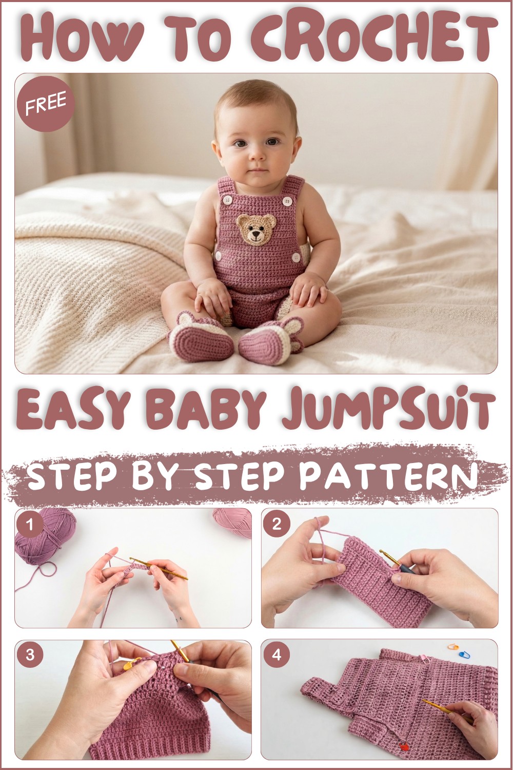 How to make an easy baby crochet jumpsuit 1