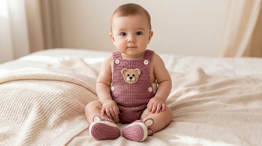 How to make an easy baby crochet jumpsuit 2
