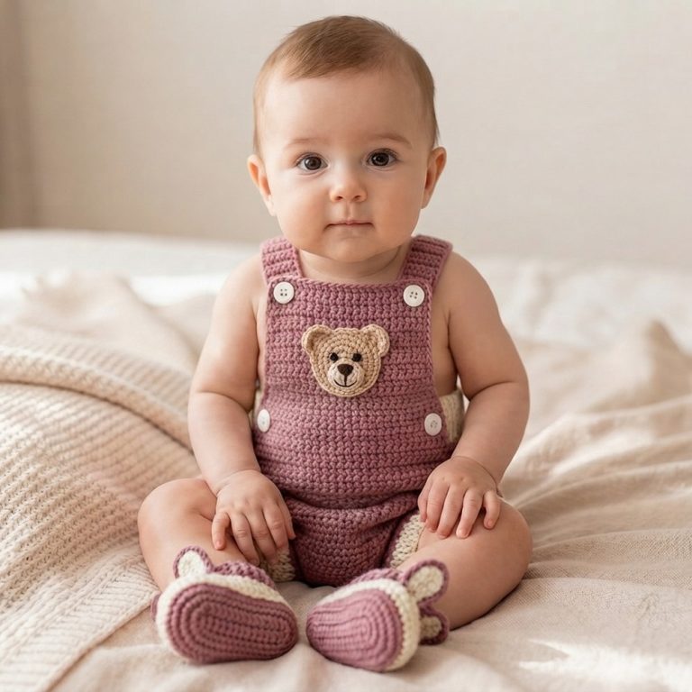 How to make an easy baby crochet jumpsuit 9