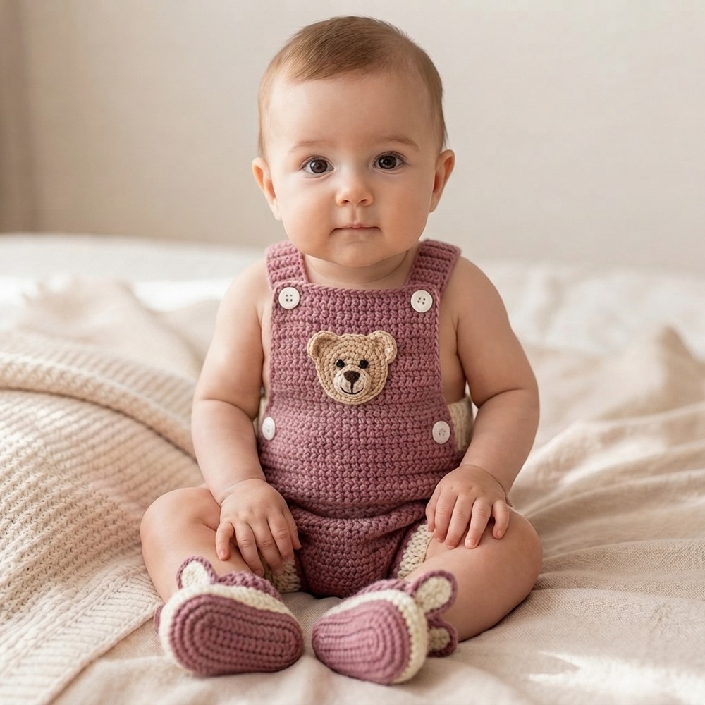 How to make an easy baby crochet jumpsuit 9
