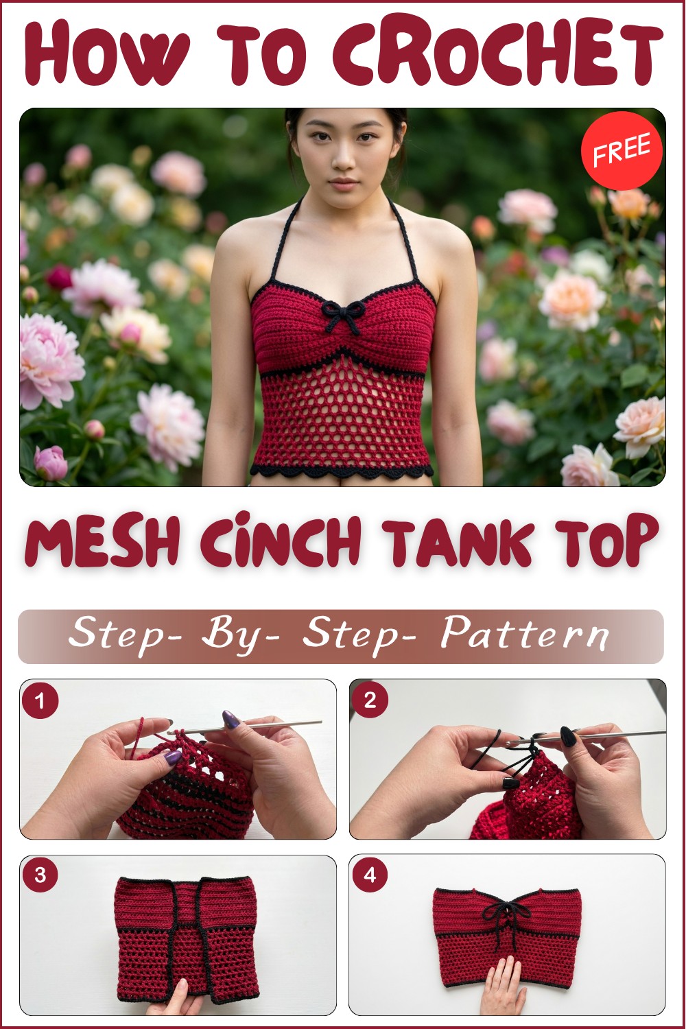 Summer-Ready Mesh Cinch Tank Top – Free Crochet Pattern 1