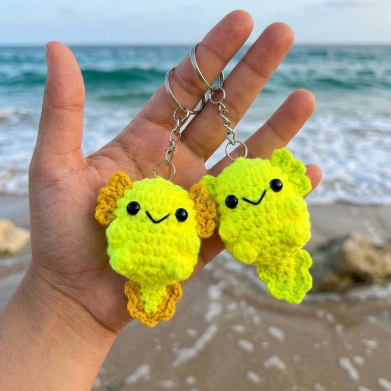 Baby Axolotl Amigurumi Easy Almost No Sew Step-by-Step Crochet Keychain Tutorial for Beginners 9