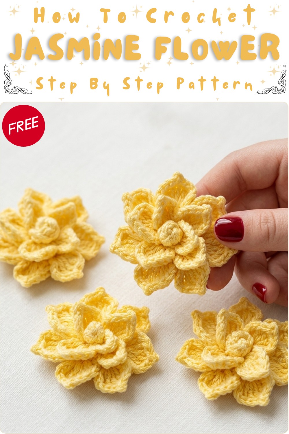 Create Stunning 3D Crochet Jasmine Flowers 7