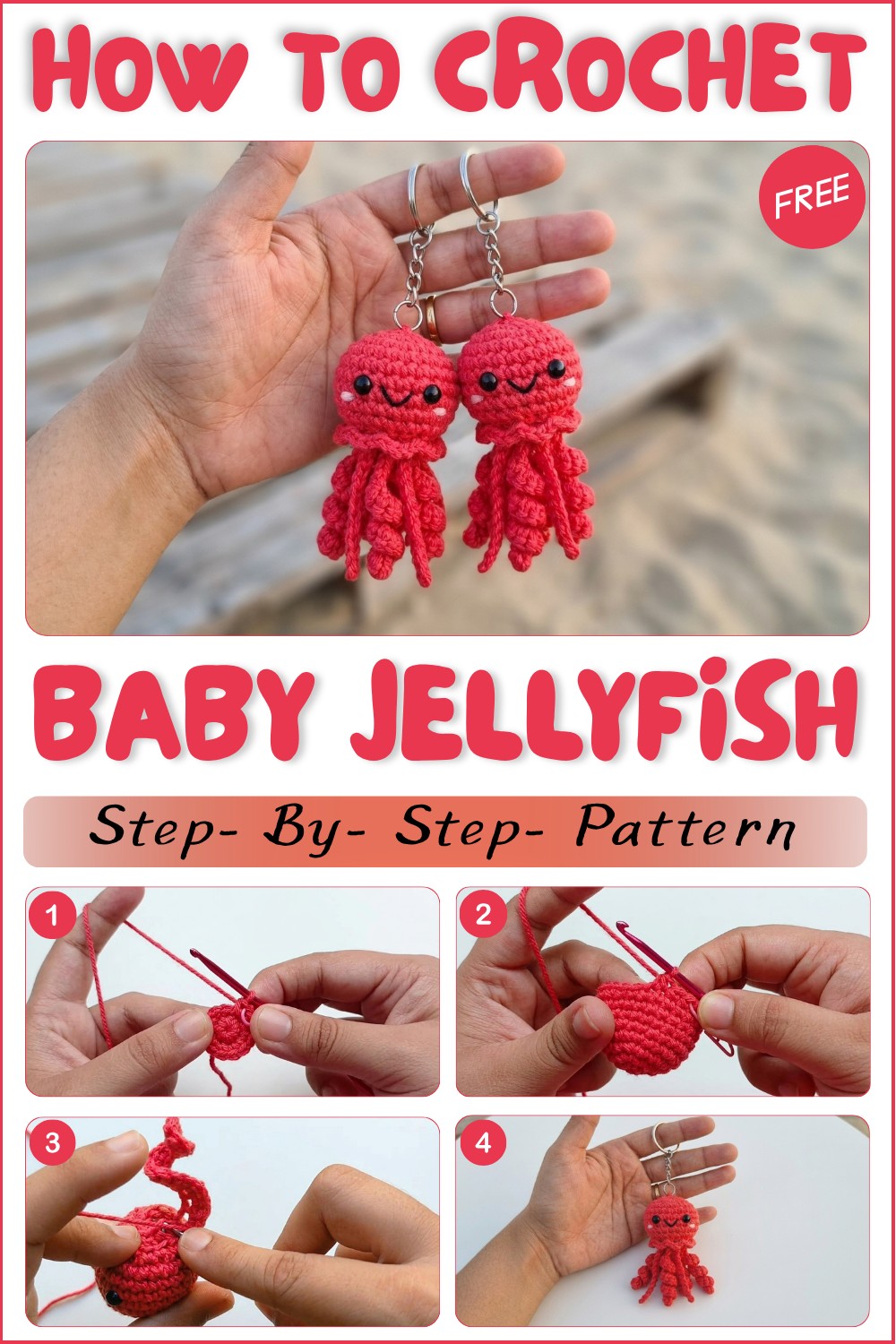 Crochet Baby Jellyfish Amigurumi with Curly Tentacles and Ruffle Details 1