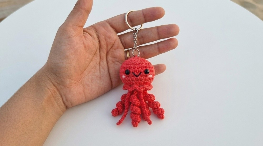 Crochet Baby Jellyfish Amigurumi with Curly Tentacles and Ruffle Details 7