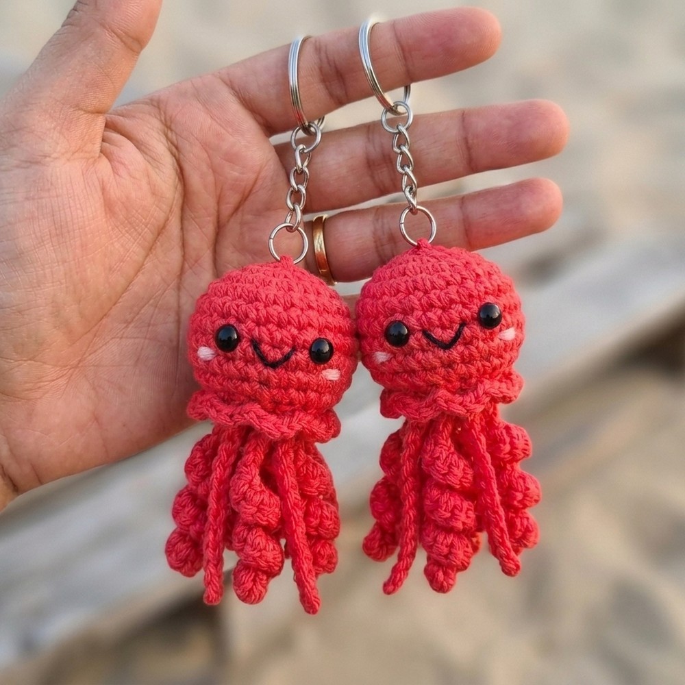 Crochet Baby Jellyfish Amigurumi with Curly Tentacles and Ruffle Details 9