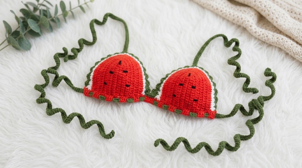 Crochet Bikini Top Watermelon Pattern 4