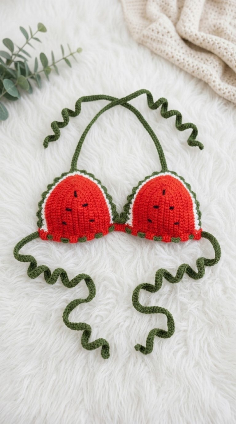 Crochet Bikini Top Watermelon Pattern 5