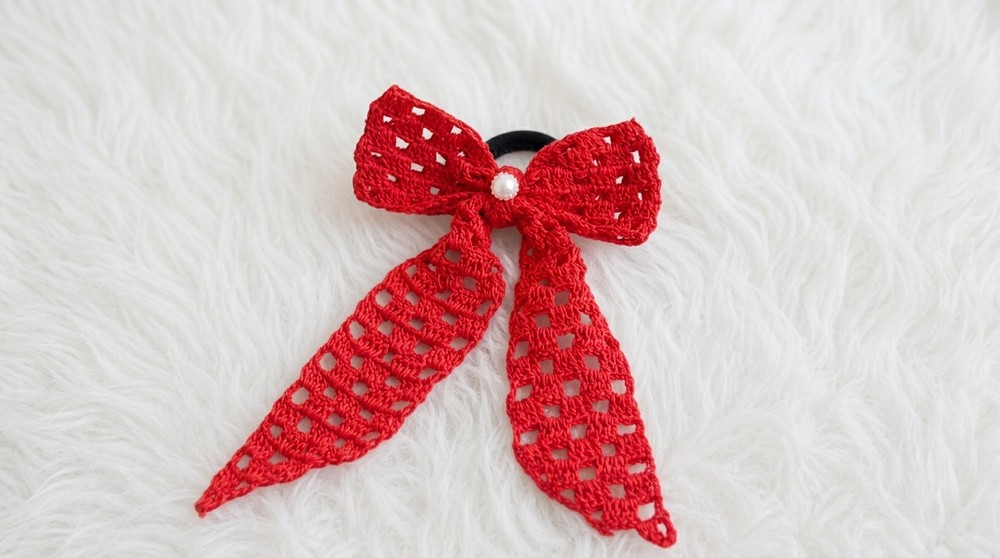 Crochet Bow Hair Tie Pattern 4