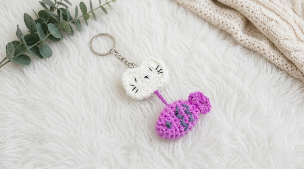 Crochet Cat And Fish Keychain Pattern 4