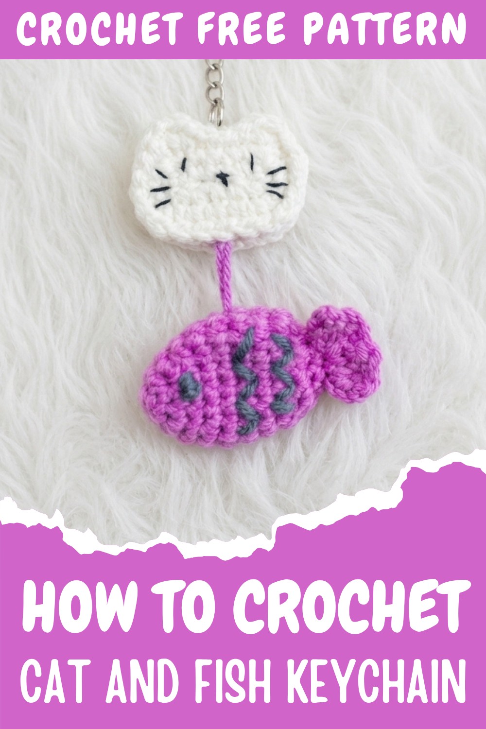 Crochet Cat And Fish Keychain Pattern