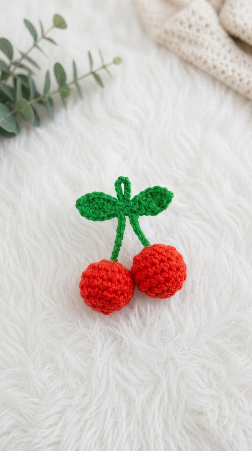Crochet Cherry Keychain Pattern 5