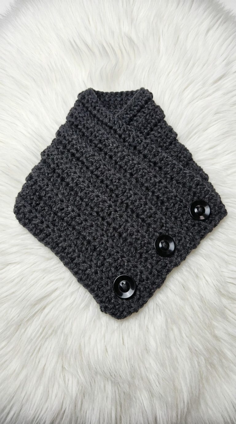 Crochet Cowl Scarf With Buttons Pattern 5