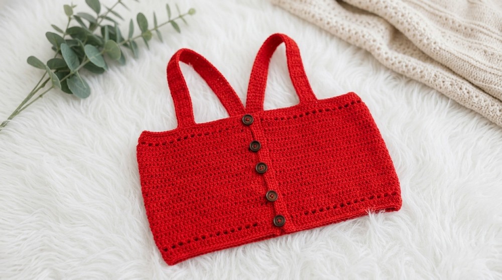 Crochet Crop Top With Button Pattern 4