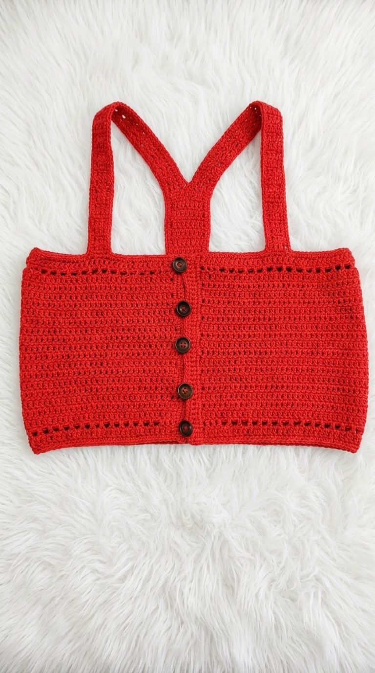 Crochet Crop Top With Button Pattern 5