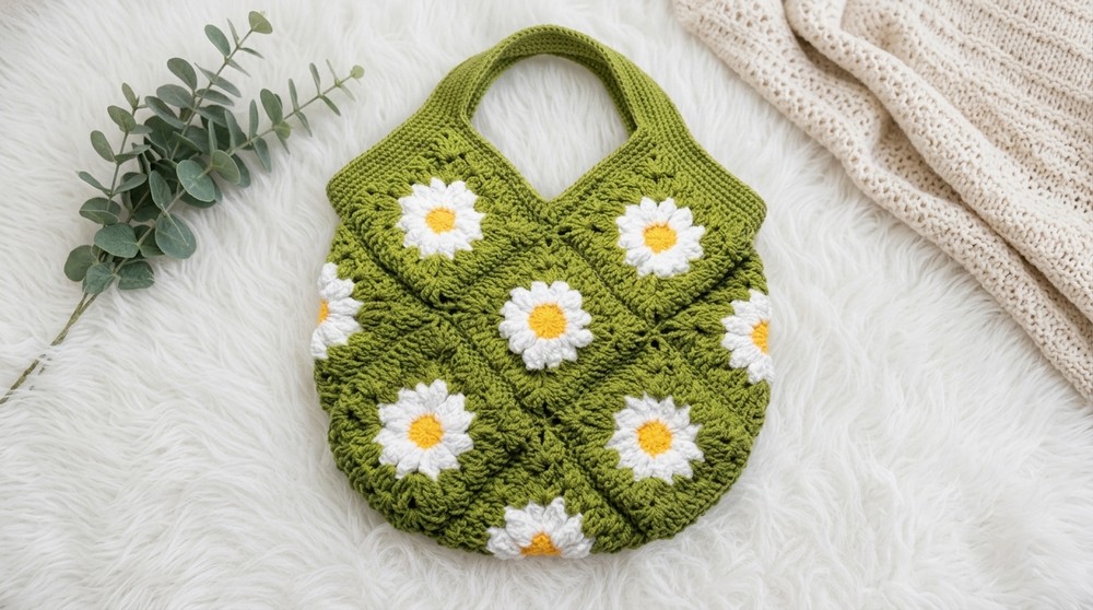 Crochet Daisy Flower Tote Bag Pattern 4