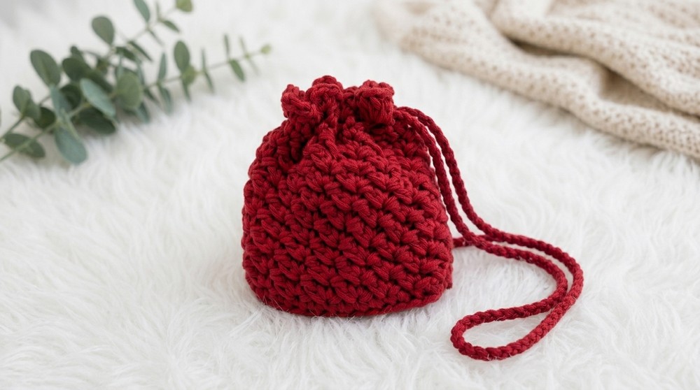 Crochet Drawstring Mini Pouch Pattern 4