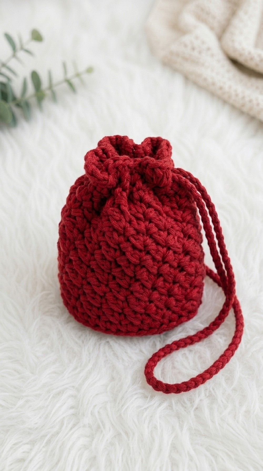 Crochet Drawstring Mini Pouch Pattern 5