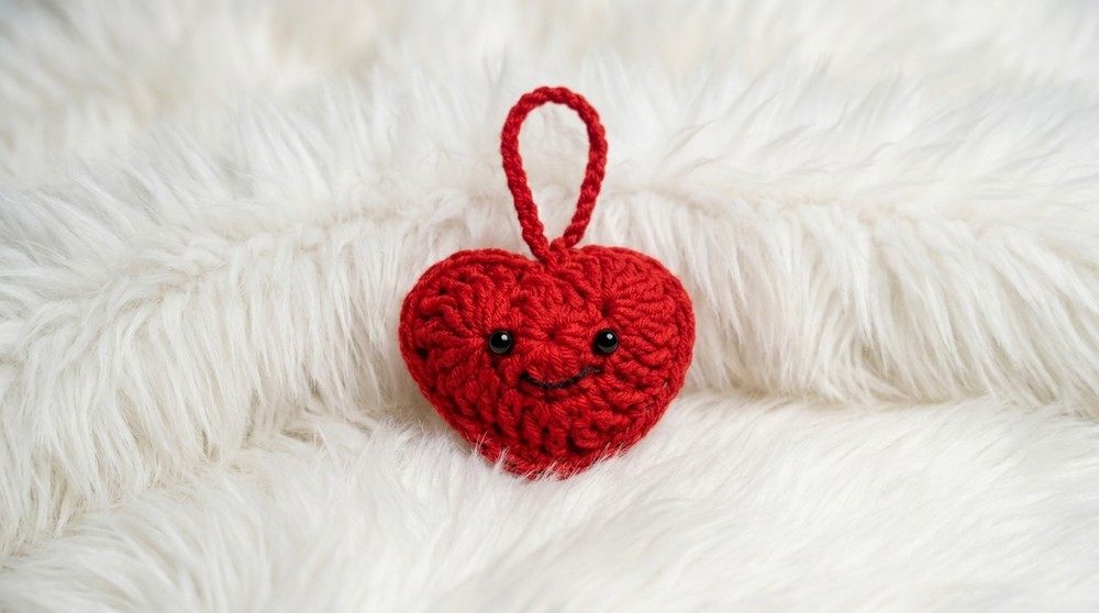 Crochet Heart Bag Charm Pattern 4