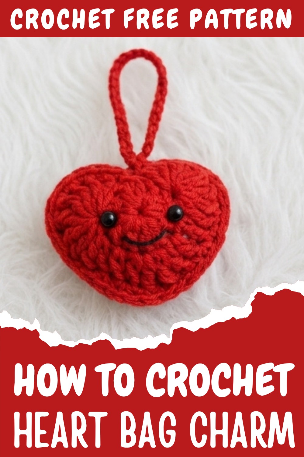 Crochet Heart Bag Charm Pattern