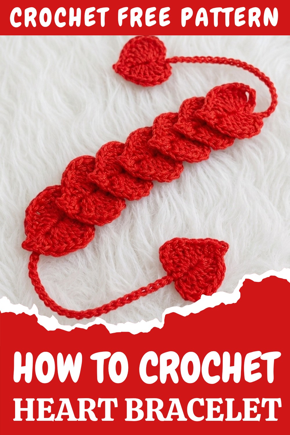 Crochet Heart Bracelet Pattern